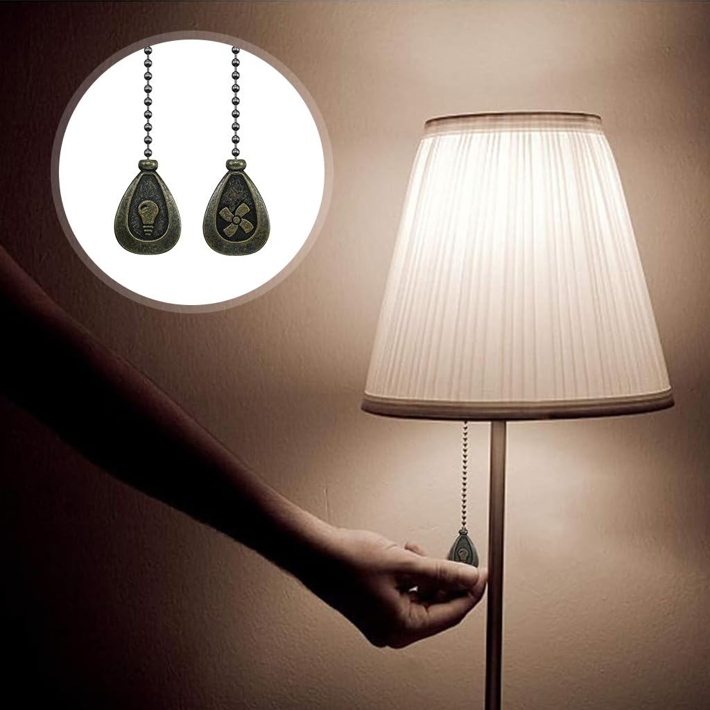 HASTHIP® Bronze Ceiling Fan Pull Chain Set, Ceiling Fan Pull Chain Extender Bronze Pendant 12 Inch Chain Ornament Pendant Pull Chain with Connector Ceiling Fan Bulb&Fan Ceiling Fan Pull Chain (2 Pack)