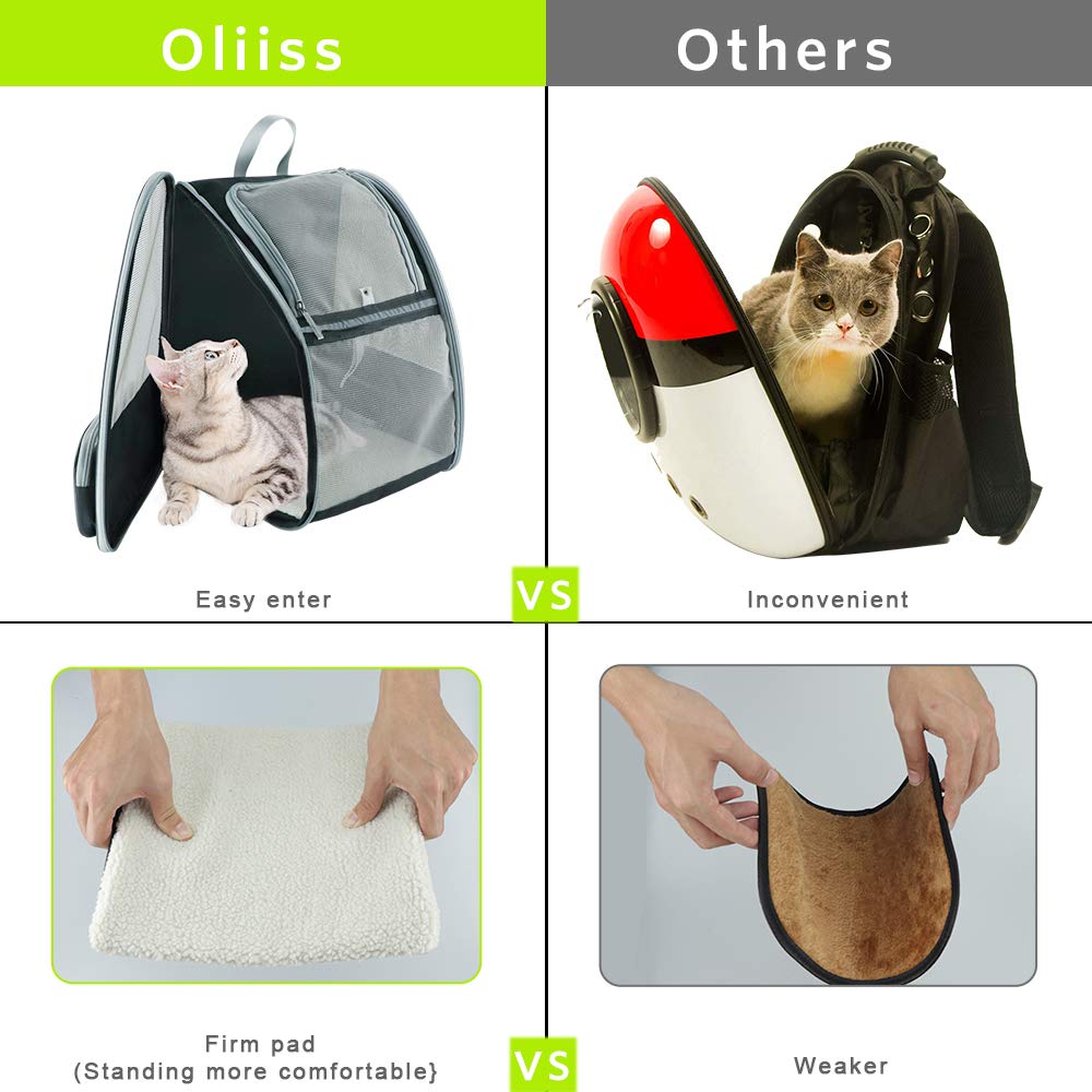 Qpets Breathable Design Cat Bag Carrier Backpack for Hot Weather, Expandable Cat Dogs Cage, Cat Bag, Backpack Design Pet Travel Carrier Pet Case for Small Pets (Grey)