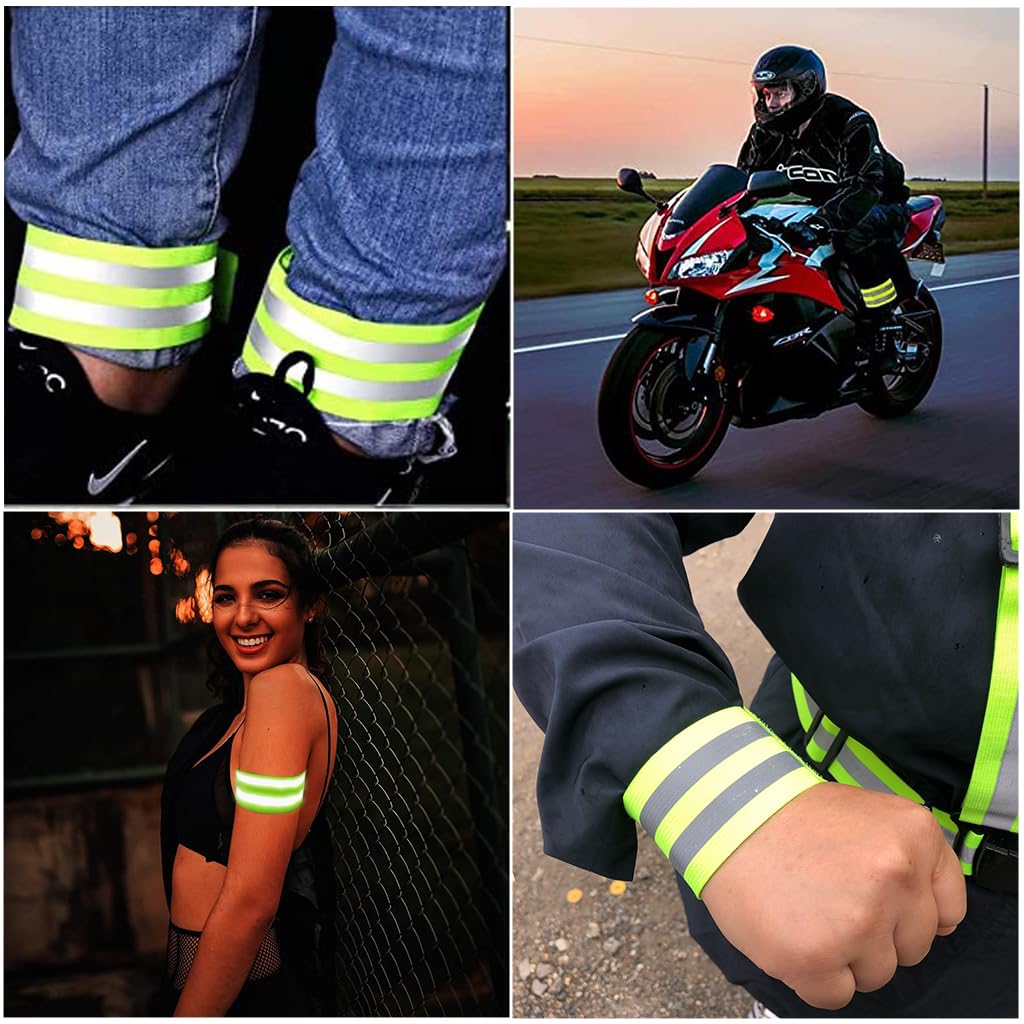 Proberos 2Pcs Elastic Arm Band Wristband for Running Safety Reflective Arm Band for Night Running Safety Gear Reflective Wristbands for Men Women, Green