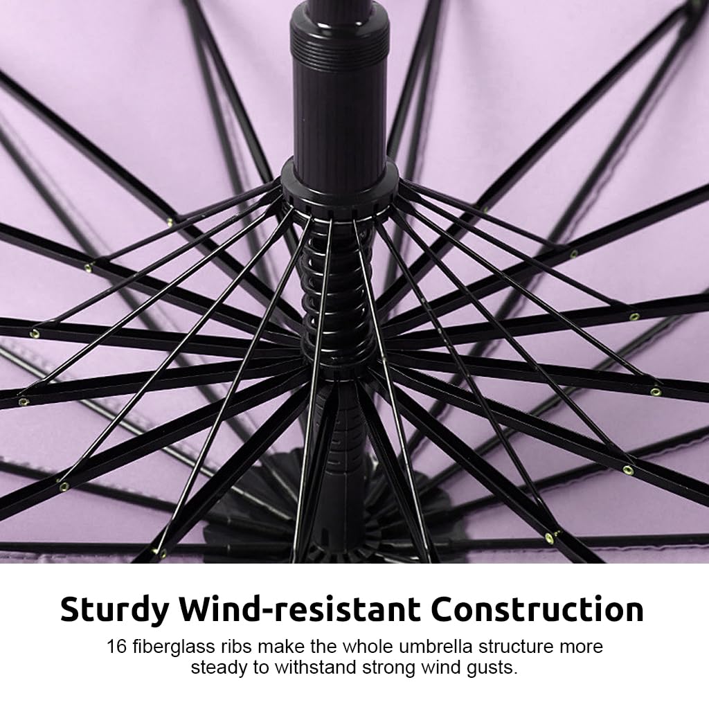 PALAY 47in Umbrella Big Size for Women, 16 Alloy Fiber Ribs Long Stick Umbrella, Automatic Open Windproof Umbrella, UPF 50 + Japanese Umbrella for Family, Outfoor