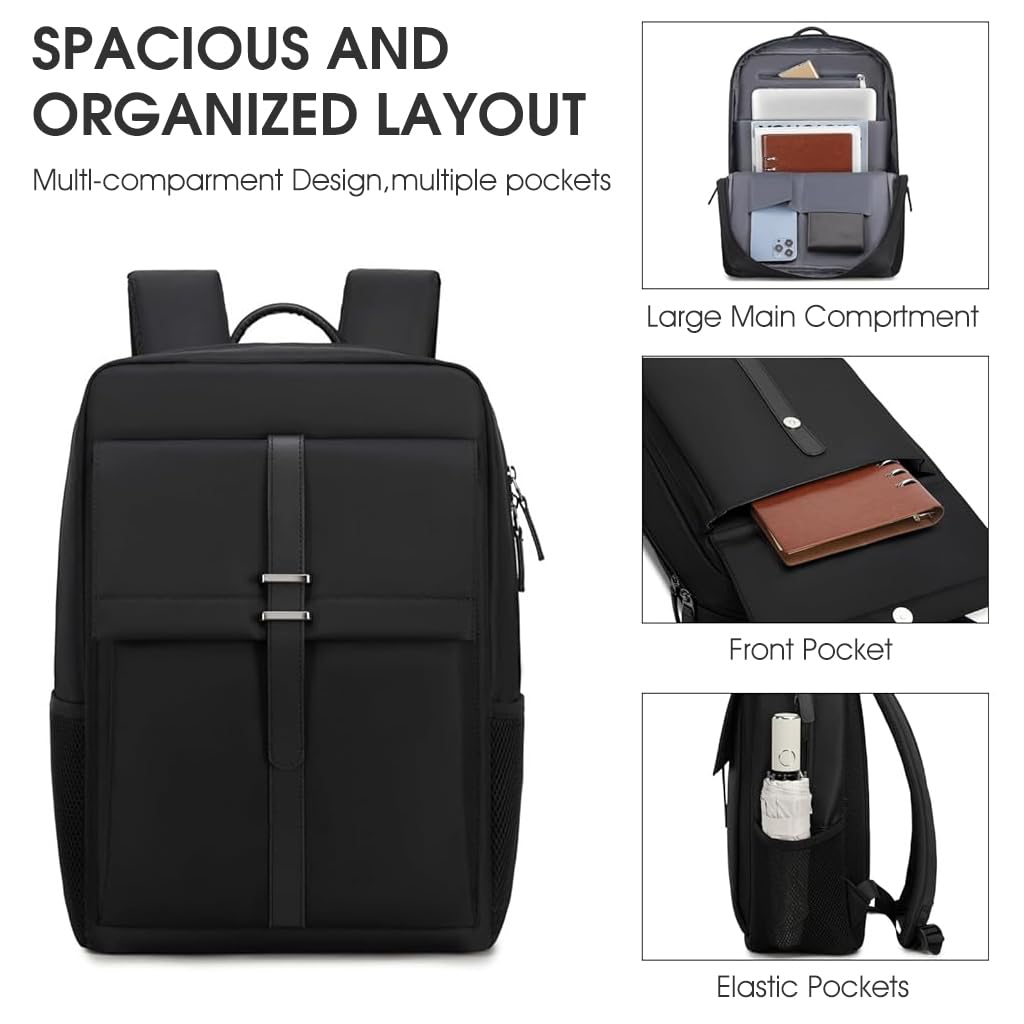 GUSTAVE Men's Backpack 15.6 inches Business Laptop Backpack Fashion Waterproof Nylon Backpack Travel Backpack Multi-pocket Large Backpack for School, Work, Travel, 33x18x40cm