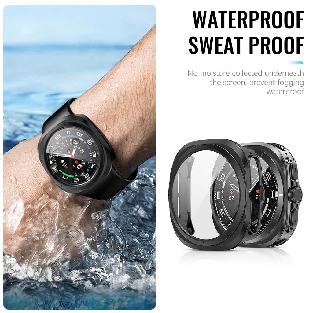 ZORBES Screen Protector & PC Watch Case for Samsung Galaxy Watch 7 44mm, Anti-smudge HD Tempered Glass Screen Protector for Galaxy Watch 7 47mm