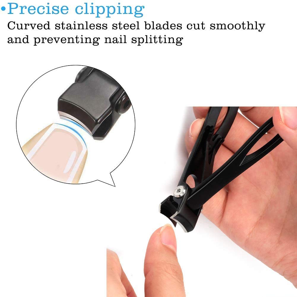 MAYCREATE Nail Cutter for Men Toe Nail Cutter for Thick Nails Cutting Clipper Trimmer for Women Wide-Opening Sharp Jaws Stainless Steel Large Nail Clippers Set with Nail File