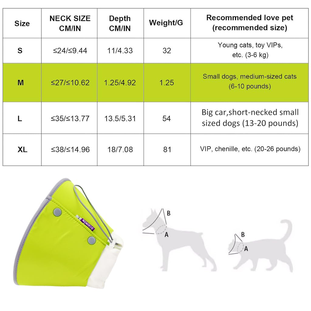 Qpets Cat Cone Collar Adjustable Drawstring Collar Polyester Cat Cones After Surgery Pet Dog Cat Recovery Cone Collar Comfy Cone Protective Collar for Dog Dog Soft Head Neck Cone for Cats 1.5-3Kg (M)