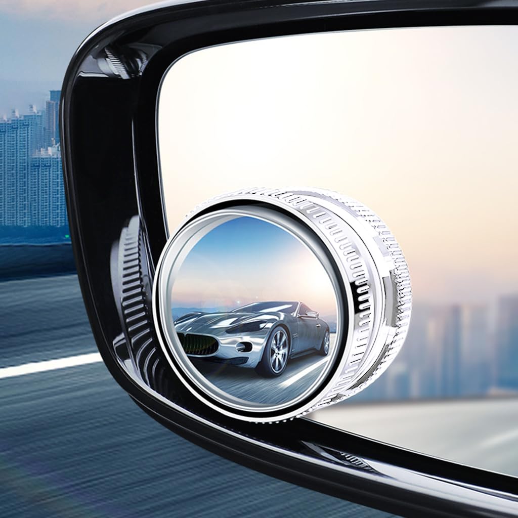 STHIRA 2Pcs Blind Spot Mirror for Car, 2 Inch Round HD Mirror Glass Convex Curved Rear View Wide Angle Side 360° Rotate Mirror Blindspot with Strong Suction Cup Mount for Universal Vehicles, Van, SUV, Trucks