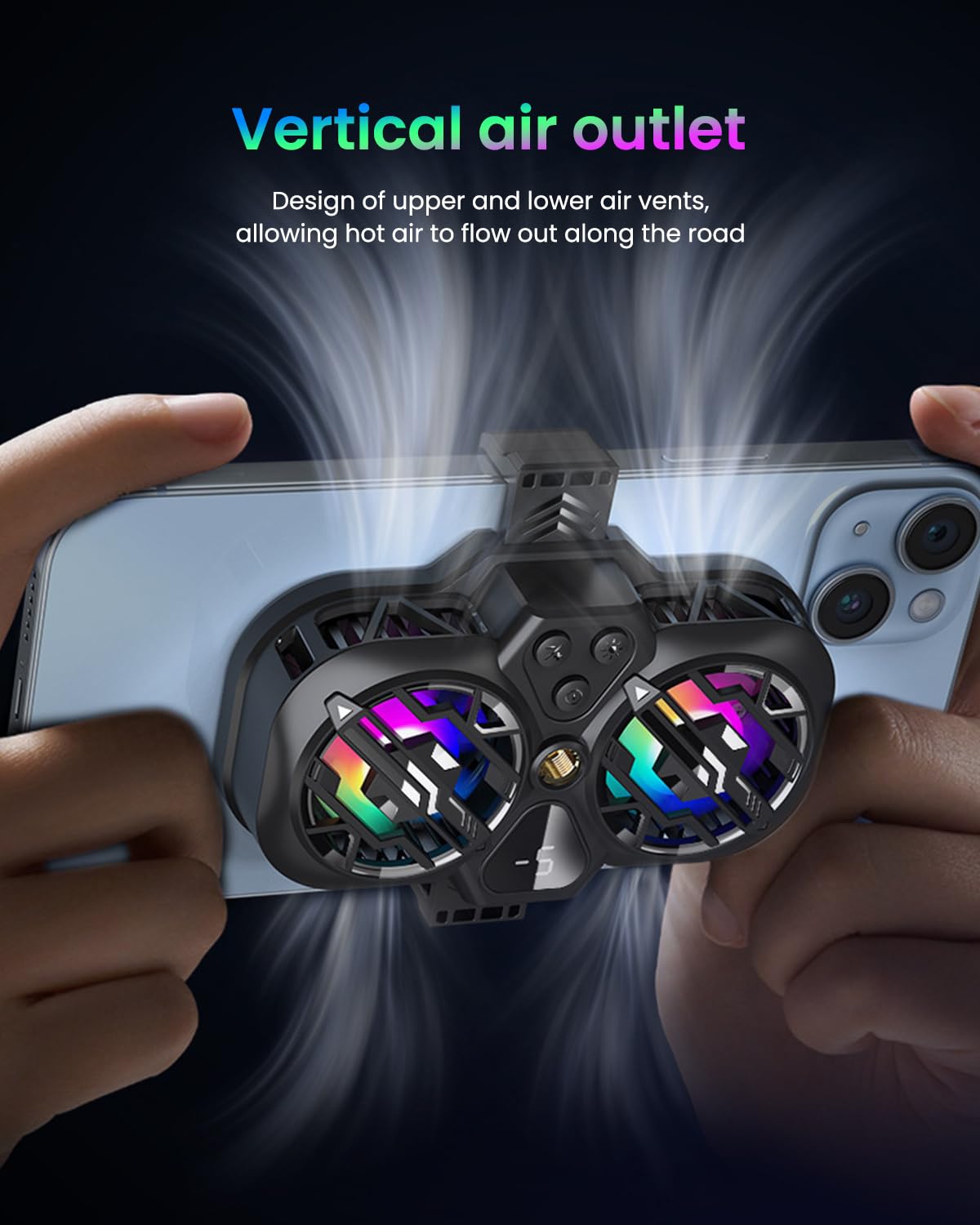 Verilux Phone Cooler LED Dual Turbo Fan Phone Cooler with Real Time Temp Display & Adjustable Temperature Clip-on Phone Cooler for iOS & Android Smartphones from 4.5 to 6.7 in