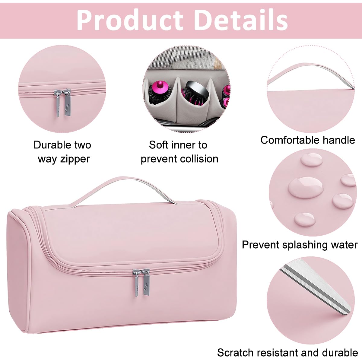 MAYCREATE Hair Styling Tools Organizer Bag Travel Curling Iron Wand Carry Bag Hair Straightener Storage Bag with Handle Bathroom Hair Styling Tool Organizer Bag, Fit For Dyson Air Wrap Styler