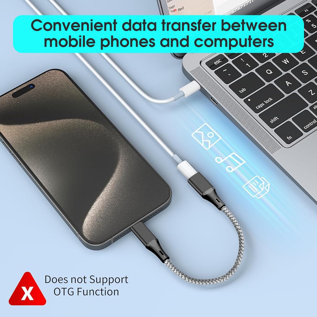 Verilux For iPhone Adapter Cable Light-ning Female to USB C Male Cable Adapter for Charging Supports 60W PD Fast Charging & Data Transfer Universal USB C Charging Cable for iPhone 15/15 Pro and More