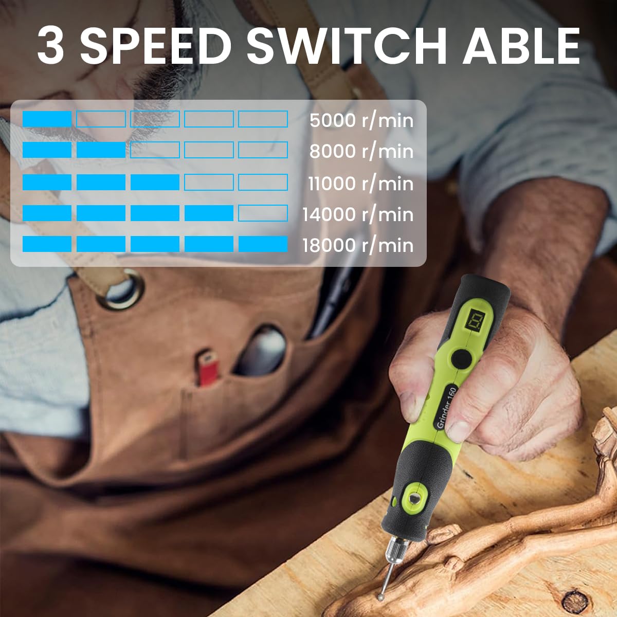 Serplex Engraving Pen Kit with 100 Bits Cordless USB Engraving Pen LCD Engraving Machine Cordless Rotary Tool 5-Speed Adjustable DIY Engraving Pen For Grinding, Wood, Stone, Metal, Jewelry, Ceramics
