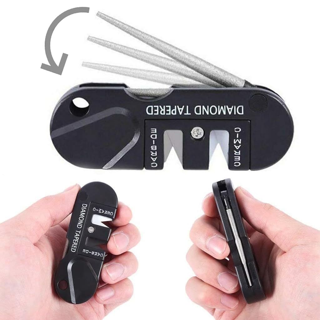 Proberos Portable Sharpener Tool for Cutter 3 in 1 Multifunctional Sharpener for Repairing, Sharpening, Mini Kitchen Sharpener Outdoor Camping Sharpener Tool