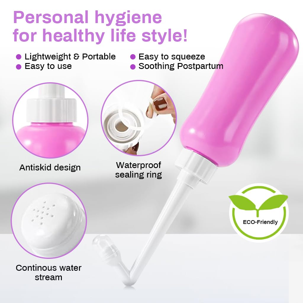 HANNEA 450ml Handheld Bidet Women Portable Bidet with Retractable Spray Nozzle Leaking Proof Bidet with Storage Bag Handheld Postpartum Perineal Cleansing Bidet Sprayer for Personal Hygiene Care