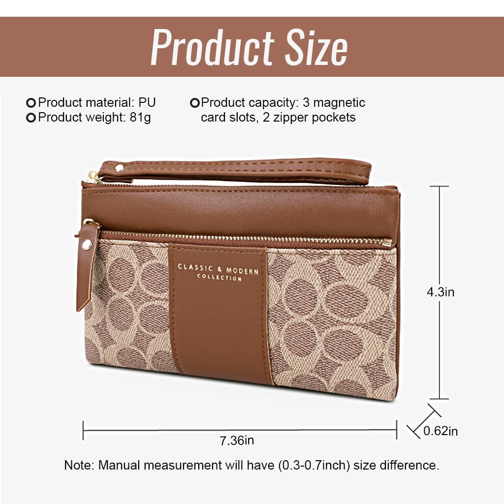 PALAY Women's Leather Wristlet Clutch Wallet, Smartphone Wristlet Purse