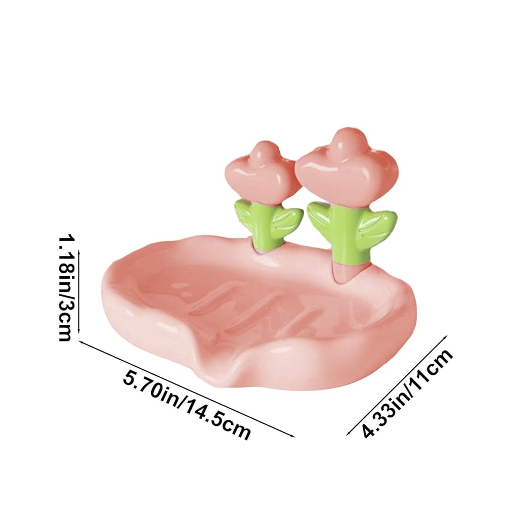 HASTHIP® 2PCS Cute Flower Soap Tray, Decorative Bathroom Organizer