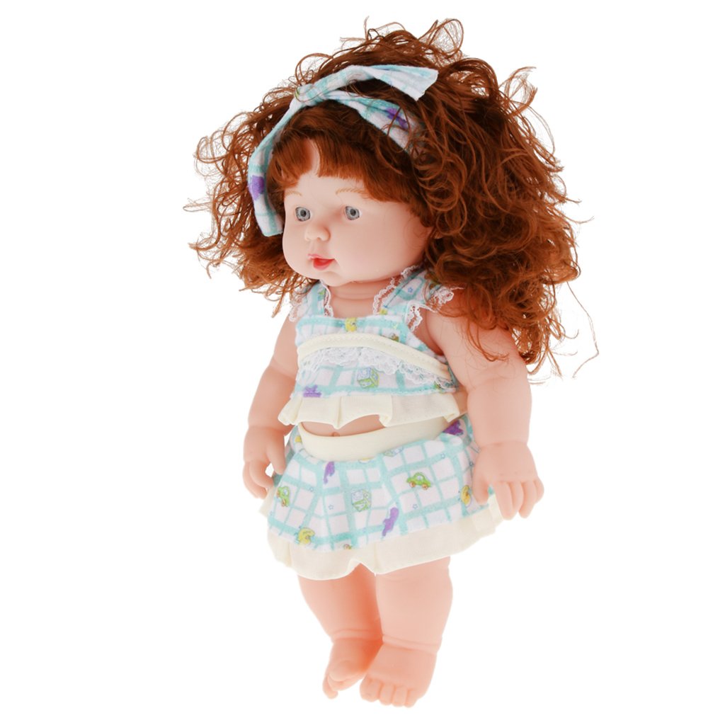 PALAY Magideal Handmade Realistic Baby Girl Vinyl Doll Rotatable Legs Arms with Removable Clothes Set (30 cm, Green)
