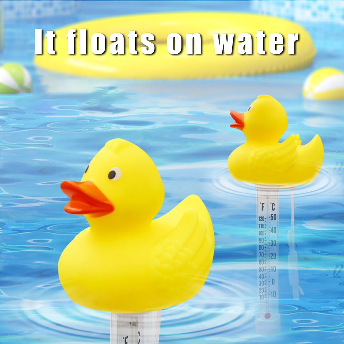 Optifit Floating Pool Thermometer 20-120°F/-10-50°C Baby Bath Tub Water Thermometer Cartoon Duck Water Thermometer Water Temperature Monitor for Bath Tub, Swimming Pool