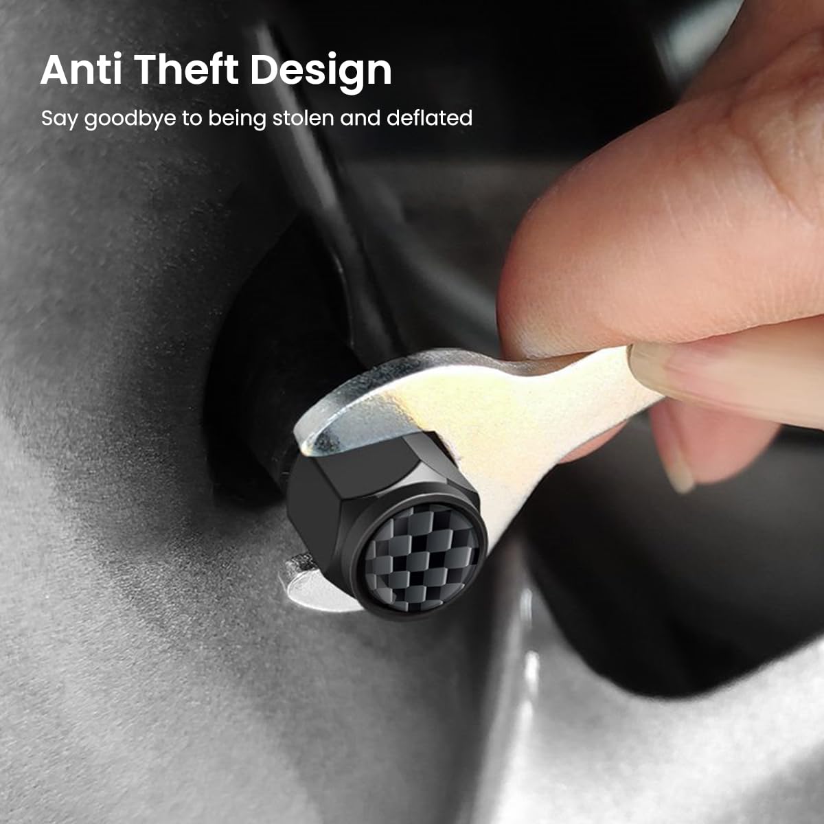 STHIRA 5pcs Metal Valve Caps for Car Tyre, Rust Resistant Tyre Stem Caps with Wrench Tool Universal Car Tire Valve Stem Caps for All Car Models, 1.1x1.2cm