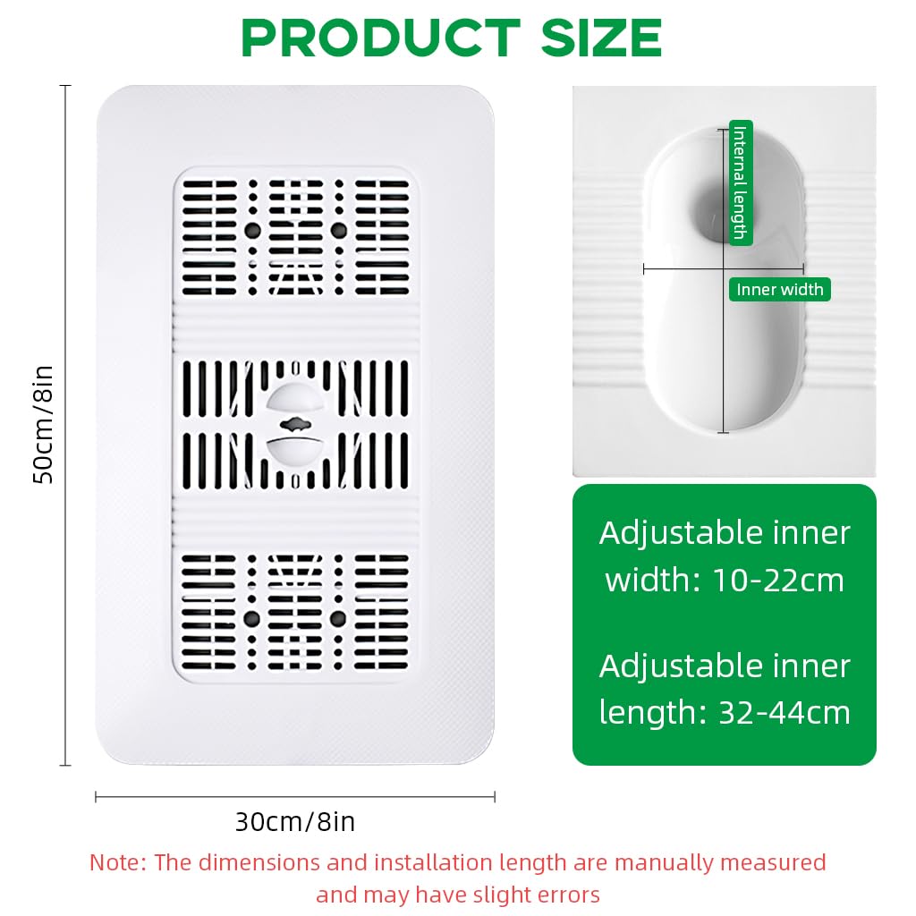 HASTHIP Squat Toilet Cover with Removable Drain Lid Robust PP Made Toilet Cover Lid with Lifting Handle, Universal Squat Toilet Cover Asian Toilet Cover Rest Room Squatty Potties Cover Lid, 30x50cm