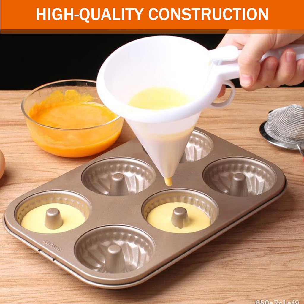 HASTHIP Batter Dispenser Kitchen Funnel Dispenser for Batter Slurry Easy Control Funnel-shape Dispenser for Batter, Melt Chocolate, Kitchen Batter Dispenser for Waffles, Doughnuts, Takoyaki Balls