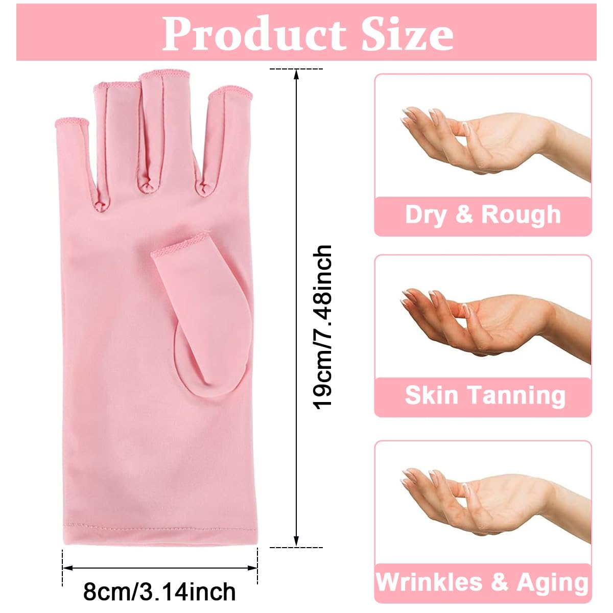 MAYCREATE Anti UV Gloves for Gel Nail Lamp, Professional UV Protection Gloves for Manicures, UPF 50+ Stretchy Women Fingerless Nail Dryer UV Gloves for Nails - Pink
