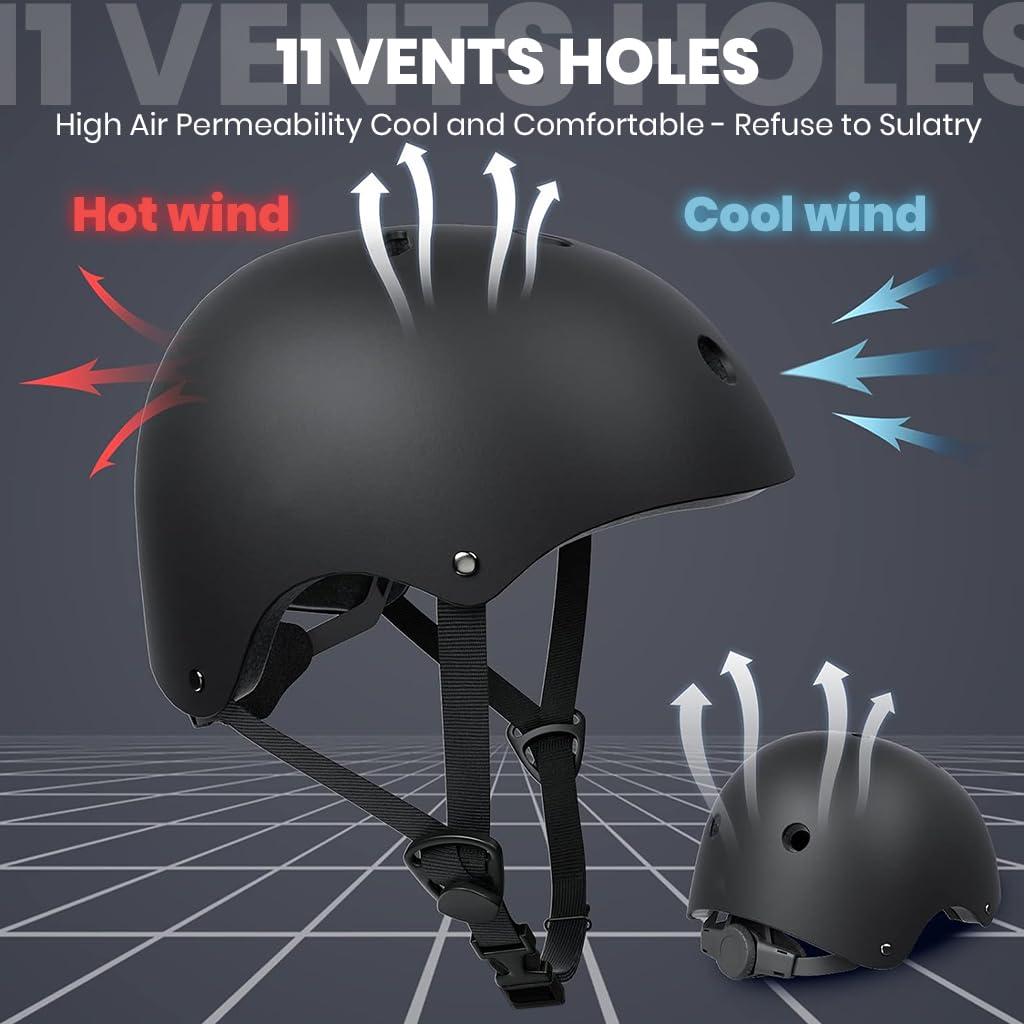 Proberos Helmet Cycling for Teens & Adults Biking Helmet Adjustable Chin Strap ABS Shell Helmet with EVA Foam Cushioning Lining Safety Helmet for Skating, Indoor Rock Climbing, Skateboarding, M