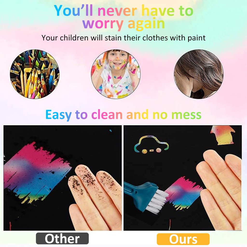 PATPAT DIY Art Paint Scratch-off Rainbow Art Paper Painting Kit Kids DIY Art Painting Kit No Paints Art Scratching Magic Paper DIY Rainbow Scratching Paper with Templates & Scratching Wood Stick