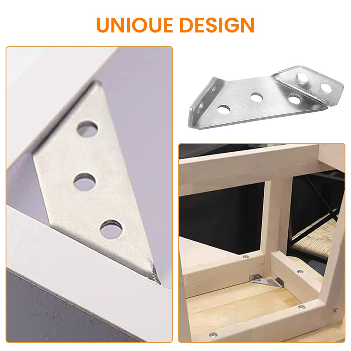 Serplex 10Pcs Shelf Brackets with 60Pcs Screws Corner Braces Corner Supports 90 Degree Bonding Brackets Screw Mounted Stainless Steel Metal Brackets for Wooden Panel, Woodworking, Crafting
