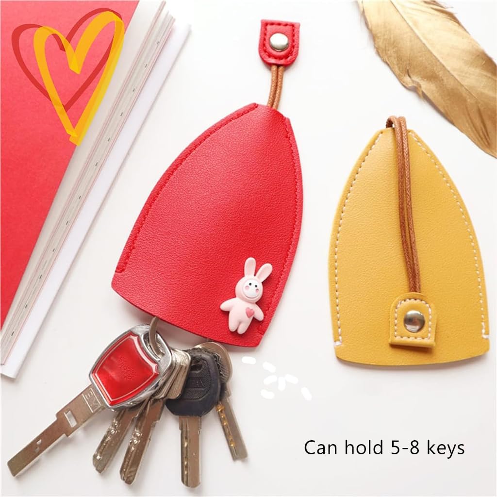 PALAY 4 PCS Car Key Case, Cute Key Case Holder, PU Leather Key Pouch Large Capacity Pull Out Car Keychain Bag Sleeve