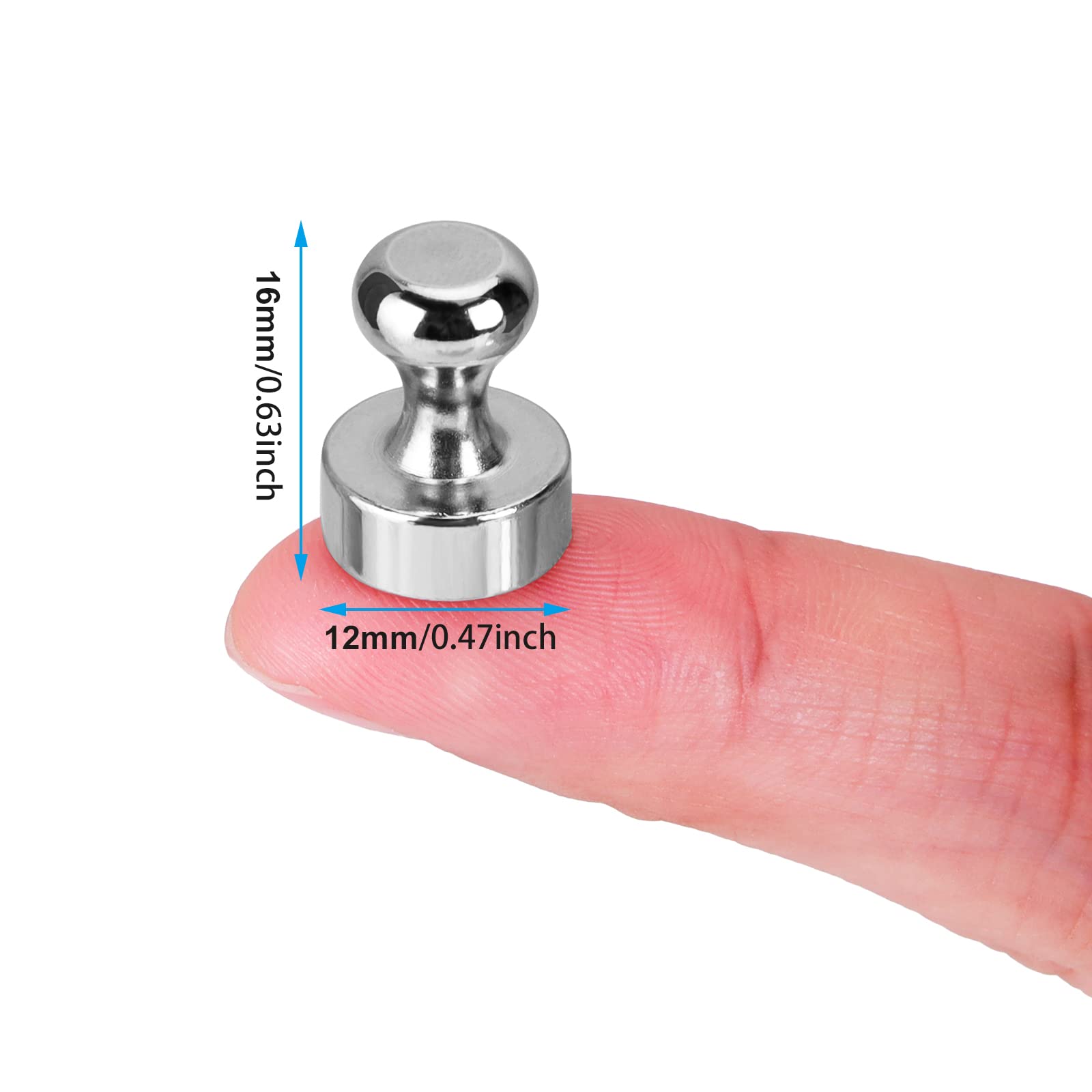 HASTHIP 12Pcs Fridge Magnets with a Storage Box, Neodymium Magnets, Mini Magnets with Cone Handle Magnets for Kitchen, Magnetic Board, Whiteboard, Noticeboard and Office (12×16mm)