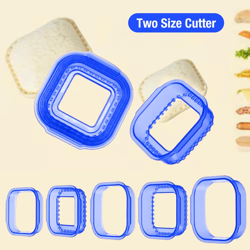HASTHIP Bread Sandwich Maker Mold with 2 Sizes, 2 in 1 Square Sandwich Cutter and Sealer Foodgrade Plastic Sandwich Cutter Sealer and DIY Cookie Pastries Cutter Sandwich Bread Cutter Sealer