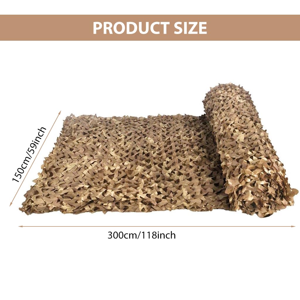 Optifit 1.5*3m Desert Camouflage Netting for Sunshade Scenarioal Decoration, Bird Watching, Durable Camouflage Net Military Nets, Woodland Camo Netting for Camping Camouflage Accessories
