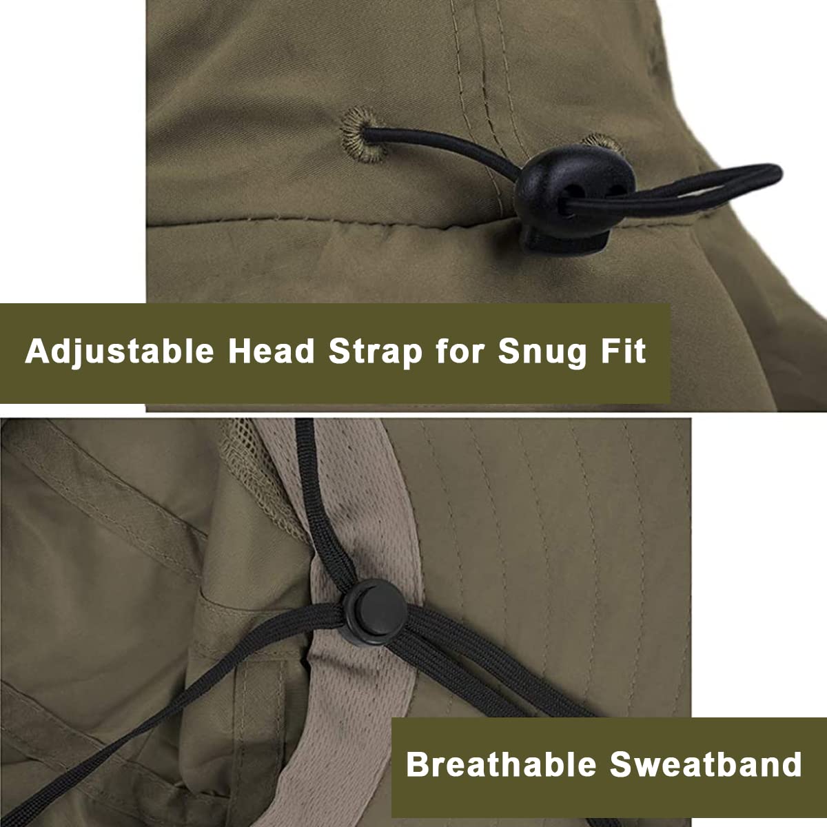 GUSTAVE Wide Brim Summer Cap for Men&Women Hat for Men with Neck Flap, UPF50+ Hiking Safari Fishing Hat for Men Women, Sun Protection Beach Hats, Sun Hats for Women Summer Hat Green