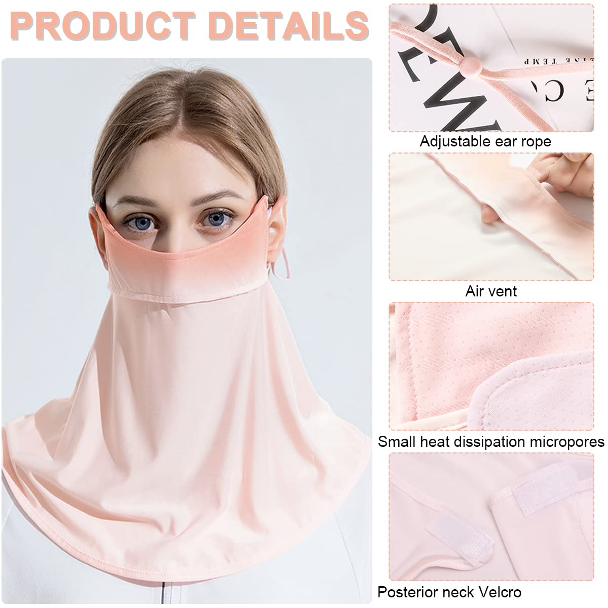 PALAY Cooling Face Mask & Arm Sleeves Set, Face Cover for Women Sun Protection, Adjustable Face Neck Covering and Arm Sleeve Set for Cycling, Sport, Golfing - UPF 50+, Breathable & Washable