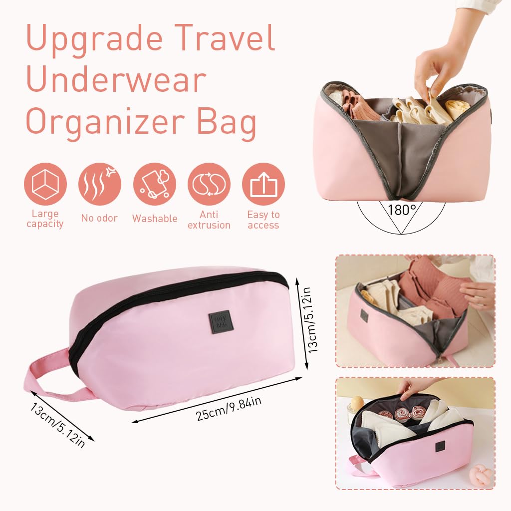 MAYCREATE Bra Underwear Organizer for Travel Underwear Storage Bag Travel Lingerie Pouch Portable Bra Organizer Waterpoof Utility Storage Bag for Clothing, Travel Essentials - Multi Compartment