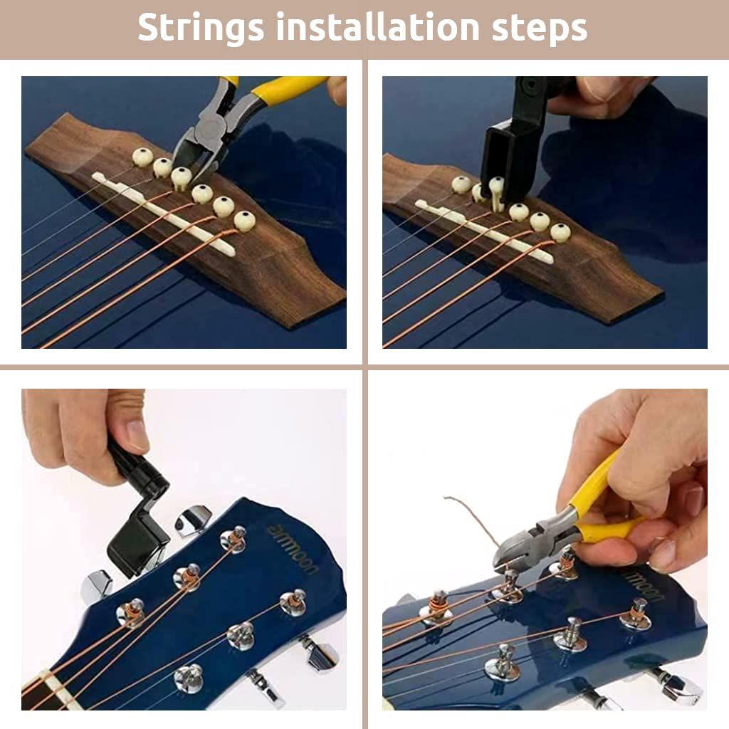 Serplex 26Pcs Guitar Repair Tool Kit Guitar Maintenance Kit with Wire Plier String Organizer Fingerboard Protector Hex Wrenches Files String Action Ruler for Electric Guitar, Ukulele, Bass Banjo