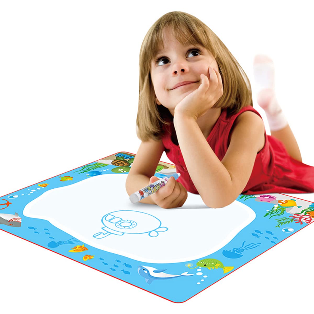 PATPAT Water Doodle Mat Color Painting Writing Doodle Drawing Mat Polyester Mat Aqua Mat Educational Toy for Toddler Children Girls Age 3 Years Birthday Gifts and Above 1xDrawing Mat, 2xMagic Pens