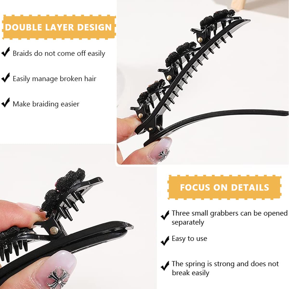 PALAY 4pcs Hair Braid Pearl Hair Clip for Girl Magic Hair Claw Clips Hair Barrettes Hair Accessories Hair Dressing for Teen Girls Braided Hair Clip ashion Hairdressing Styling Tool Hairpins