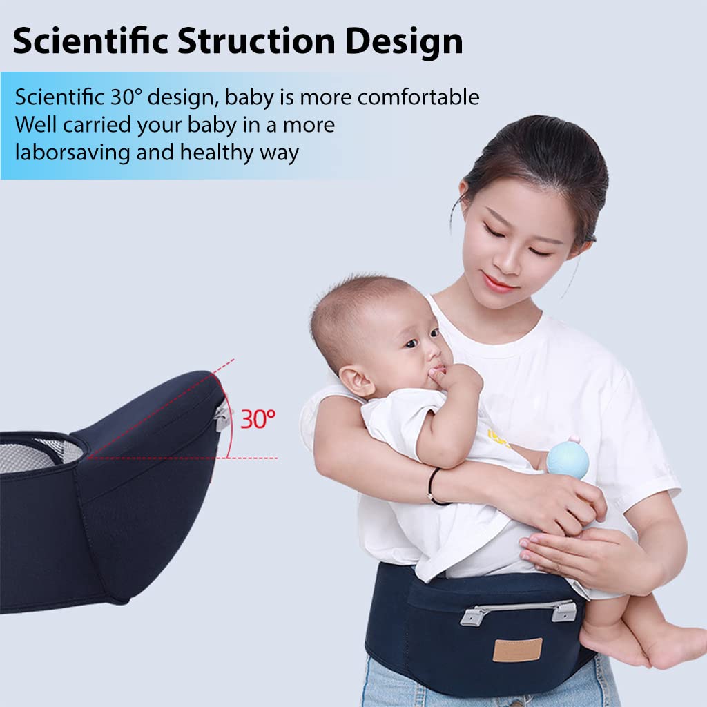 SNOWIE SOFT 6-in-1 Baby Carrier with Lumbar Support 360 All-Position Baby Wrap Carrier Front and Back Backpack Carrier for Breastfeeding Newborn Infant Toddler(7-66 Lb) (Blue1)