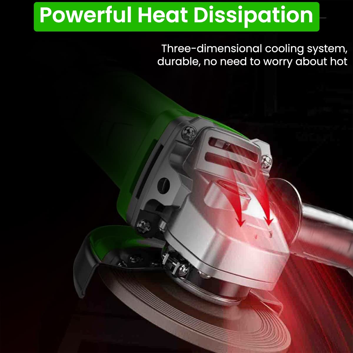 Serplex 850W Angle Grinder Machine for Grinding, Polishing and Cutting, Load 2000W Grinders Power Tools, 6 Speeds 11000 RPM Electric Metal Grinder with Handle, Wheel Guards, Etc