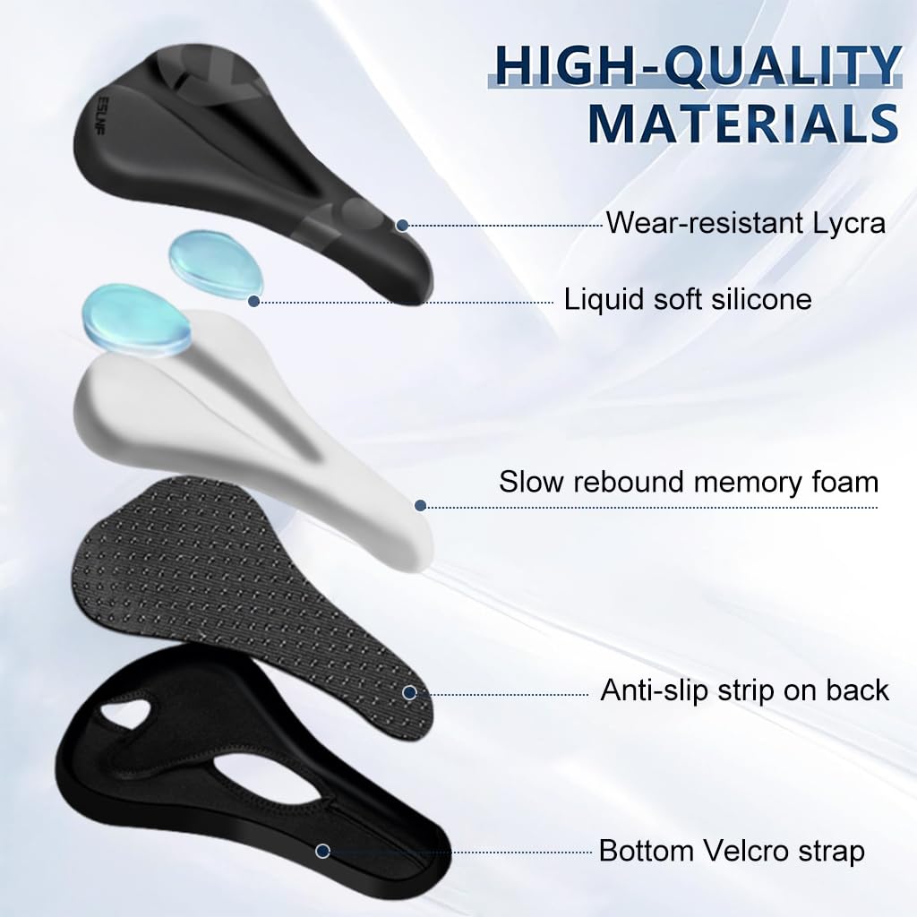Proberos Bicycle Soft Saddle Foam Seat Cover, Thick Padding Superior Comfort, Advanced Gel Bicycle Saddle Seat Cushion Cover Waterproof Anti-slip for Mountain Bike, Road Bikes, City Bike