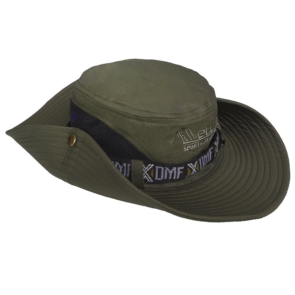 GUSTAVE Men's and Women's Breathable Polyester with Mesh UPF 50 Protection Outdoor Sun Protection Cap Wide Brim Summer Hat (Army Green)