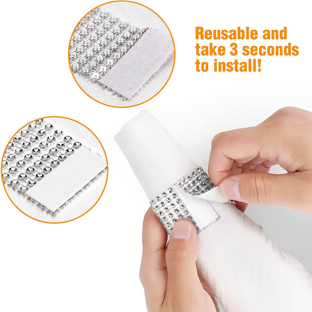 HASTHIP 10Pcs Napkin Rings, Napkin Rings Buckles, Rhinestone Adornment Napkin Holder for Table Decorations, Wedding, Dinner, Party, DIY Decoration (Silver)