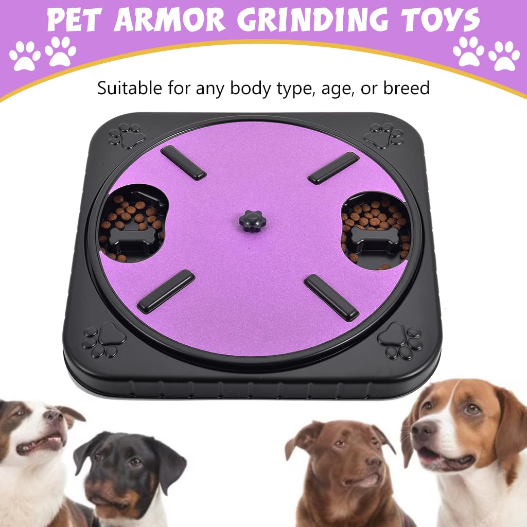 Qpets Dog Slow Feeder 2 in 1 Dog Slow Feeder Rotating Grinding Disc Dog Toy Foodgrade Plastic Dog Slow Feeder Disc Dog Slow Eating Training Disc with Rough Grinding Lid for Nail Grinding