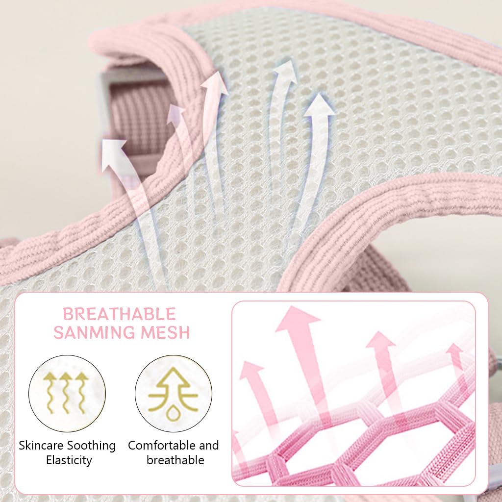 Qpets Cat Vest Harness with 1.2m Leash, Adjustable Cat Harness with Quick Release Buckle Breathable Fabric Cute Cat Harness (Min 2KG - Max 5KG)