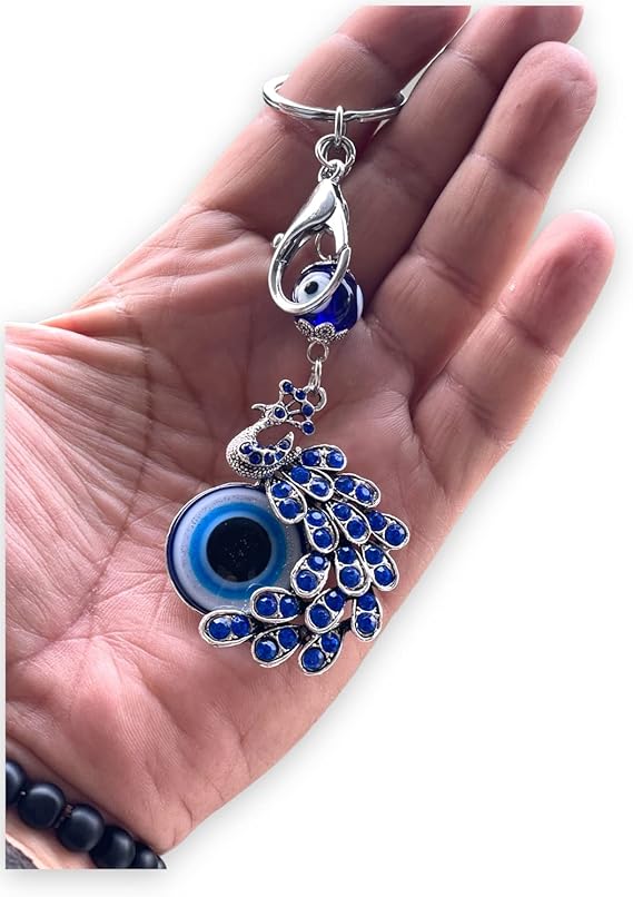 ZIBUYU® Peacock Shape Pendant Blue Evil Eye Keychain Crystal alloy peacock Keyring for Men and Women (Pack of 1)