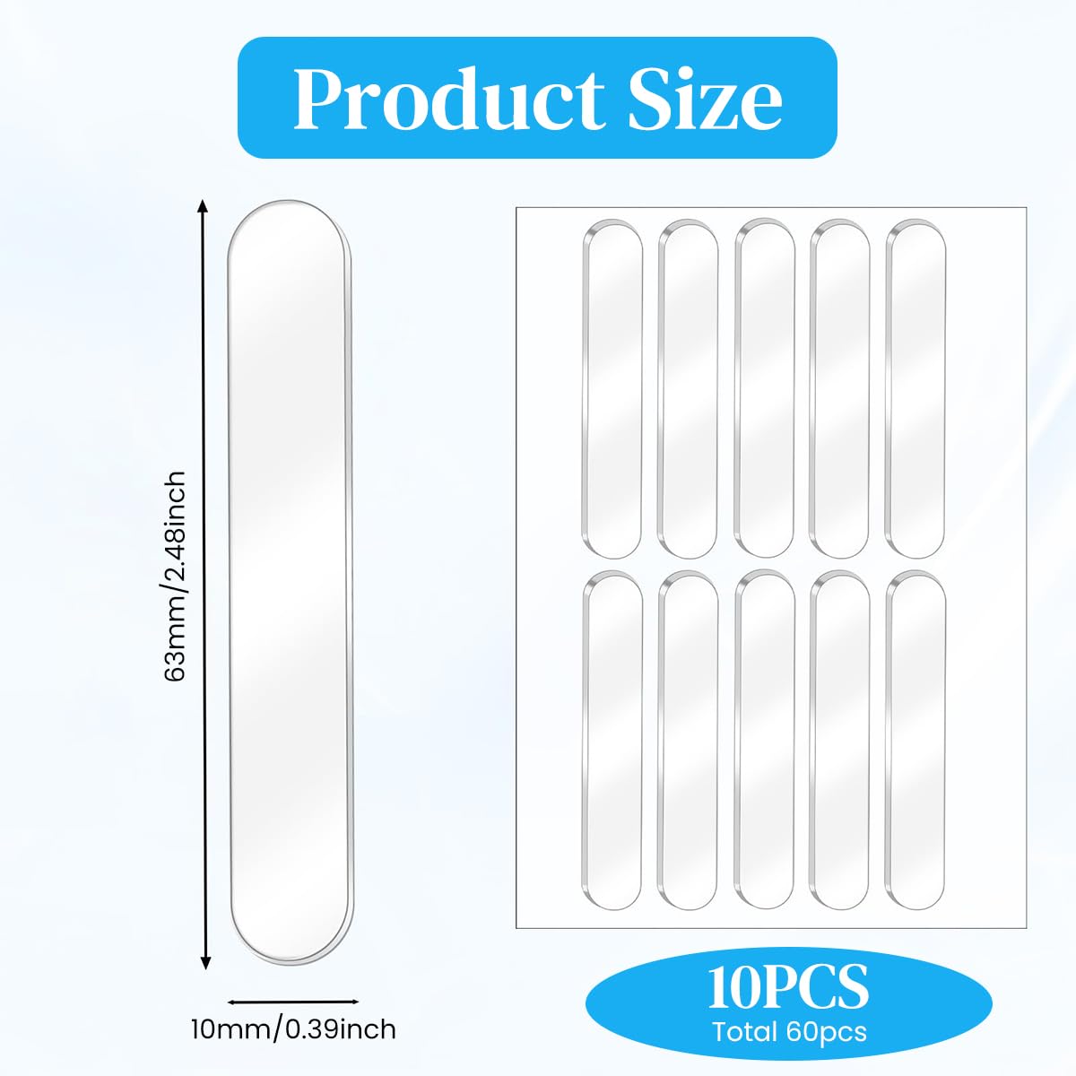 ZIBUYU 60Pcs Cabinet Door Bumpers Clear Bumpers for Cabinets, Rubber Bumpers Self Adhesive Cabinet Pads Bumpers Quiet for Soundproofing and Anti-Slip Protection of Furniture(2.48 X 0.39 X 0.078inch)