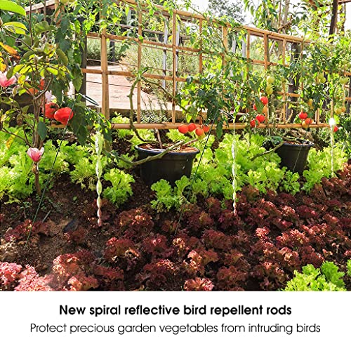 HASTHIP 10Pcs 30cm Bird Repellent for Balcony, Silver Reflective Pigeon Scarer, Ornamental Spiral Deterrent Control Device for Roof Edge, Fence