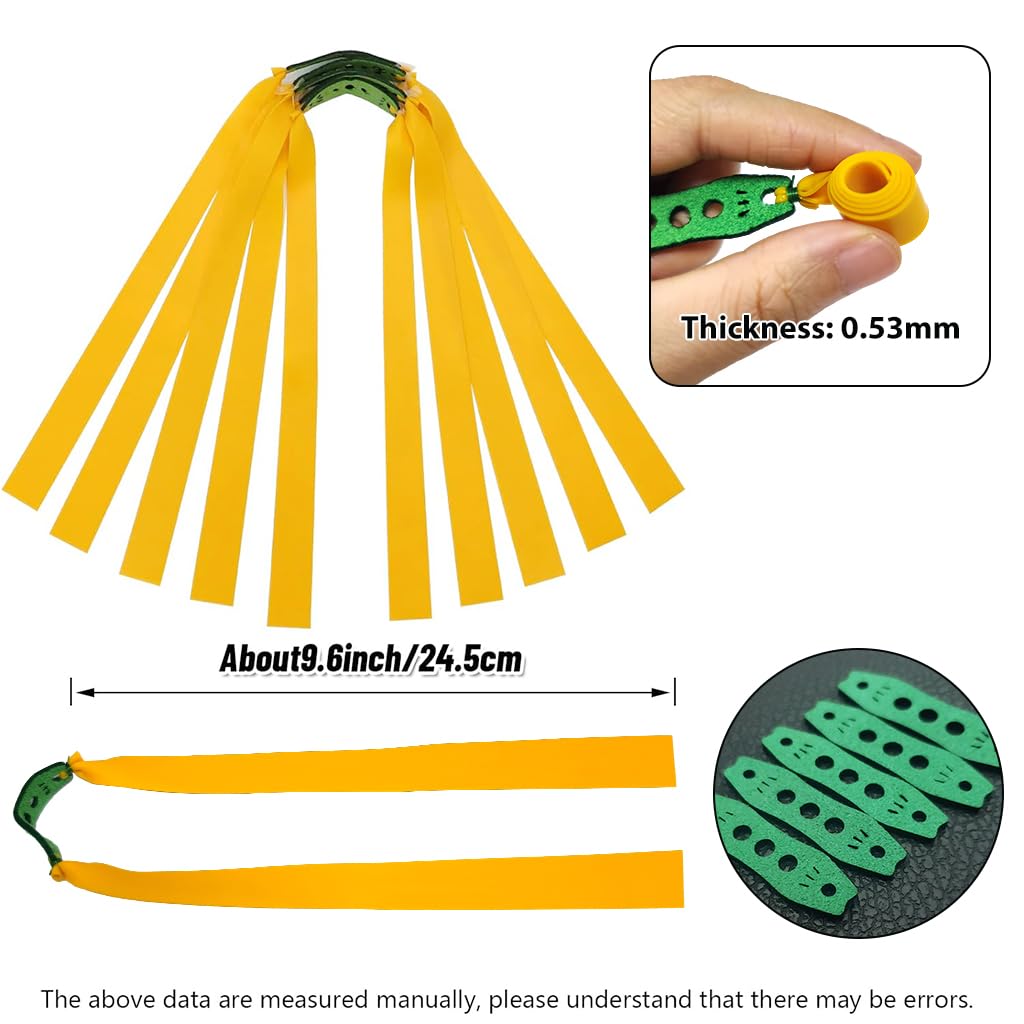 Proberos 10Pcs Slingshot Bands Flat Rubber Catapult Bands with Carrying Box High Elastic Natural Latex Rubber Catapult Bands