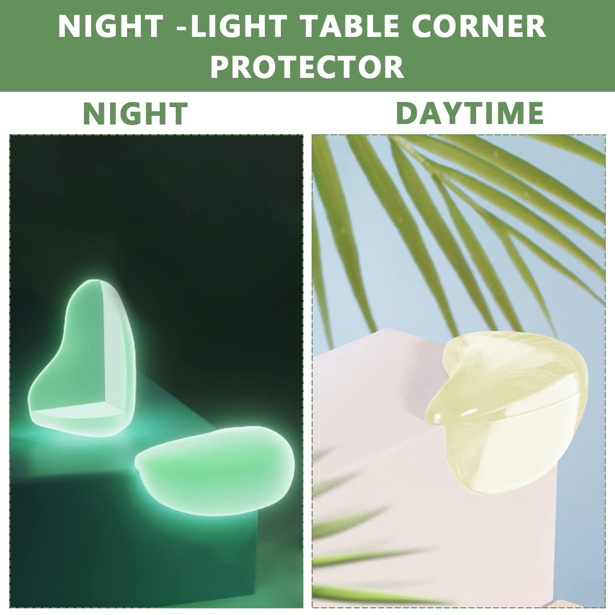 HASTHIP 10pcs Home Safety Luminous Round Table Smooth PVC Corner Protector,Self Adhensive Guard for Table,Furniture,Sharp Edges Baby Anti Collision Corner Guard