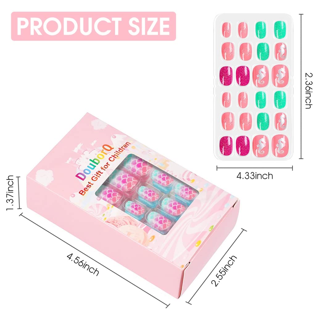 MAYCREATE 120pcs Kids Press on Nails Children Acrylic Fake Nails, Lovely Press on French Fake Nails for Girls Kids Christmas Gift Nail Design Decoration