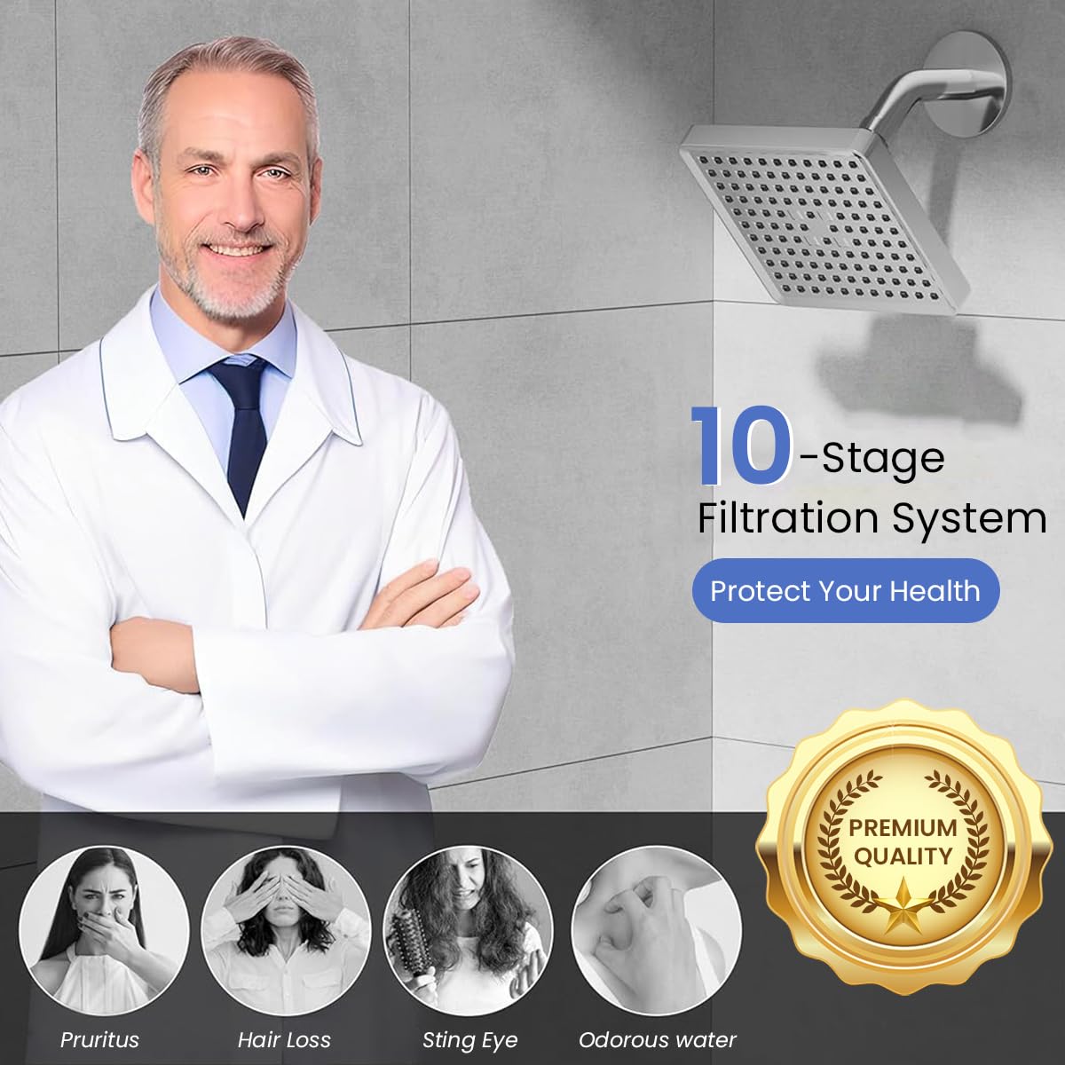 HASTHIP Rain Shower Head for Bathroom 6 Inches Pressurized Rain Shower Head with Filter Remove Chlorine Water Softener Shower Head Fashion Chromed Rain Shower Head Bathroom Overhead Shower Head